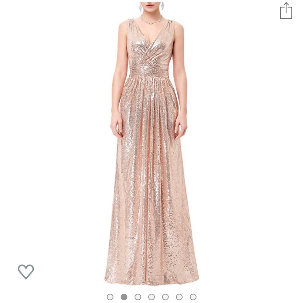 Rose Gold Sequin V Neck Dress